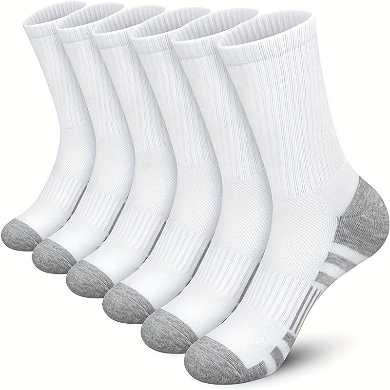 QD Men's Breathable Crew Socks One Size 6 Pairs