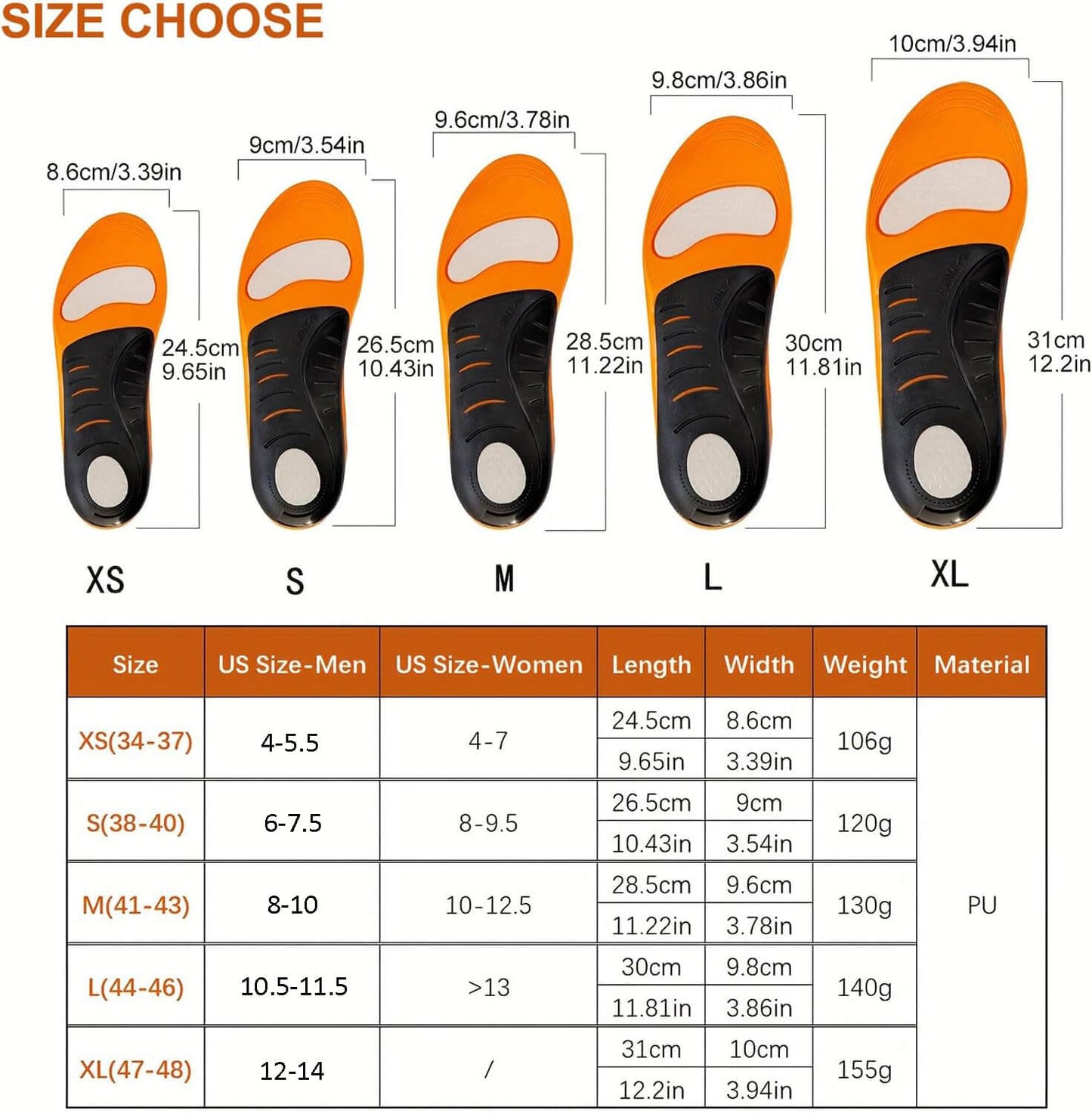 QD Arch Support Orthopedic Work Insoles