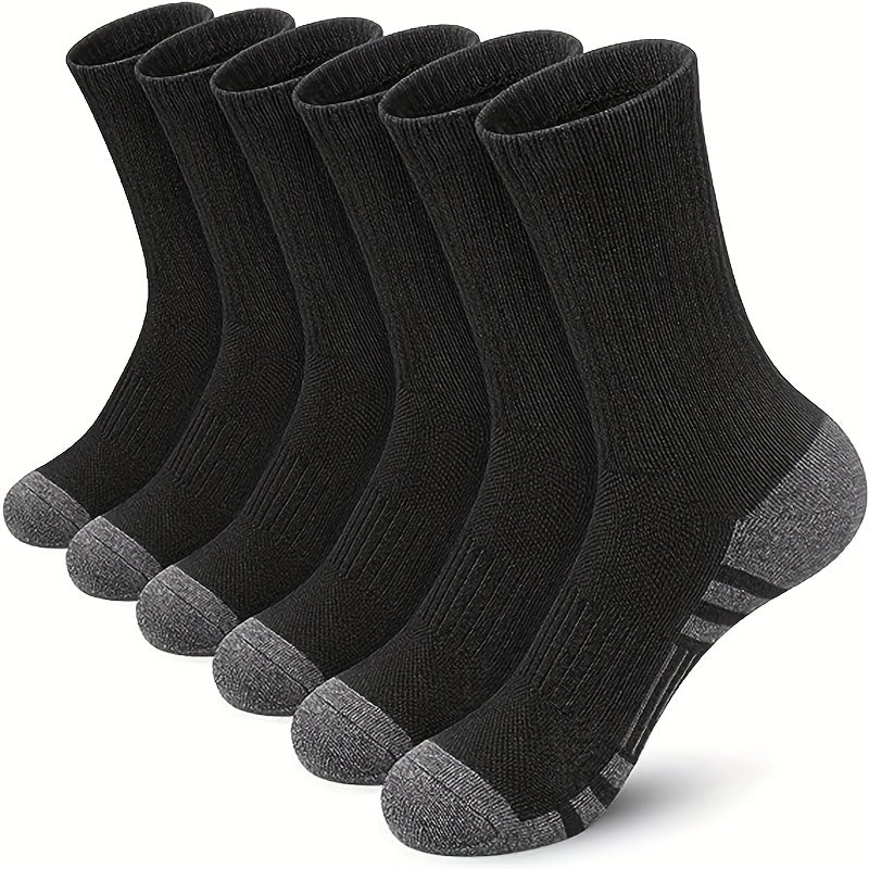 QD Men's Breathable Crew Socks One Size 6 Pairs