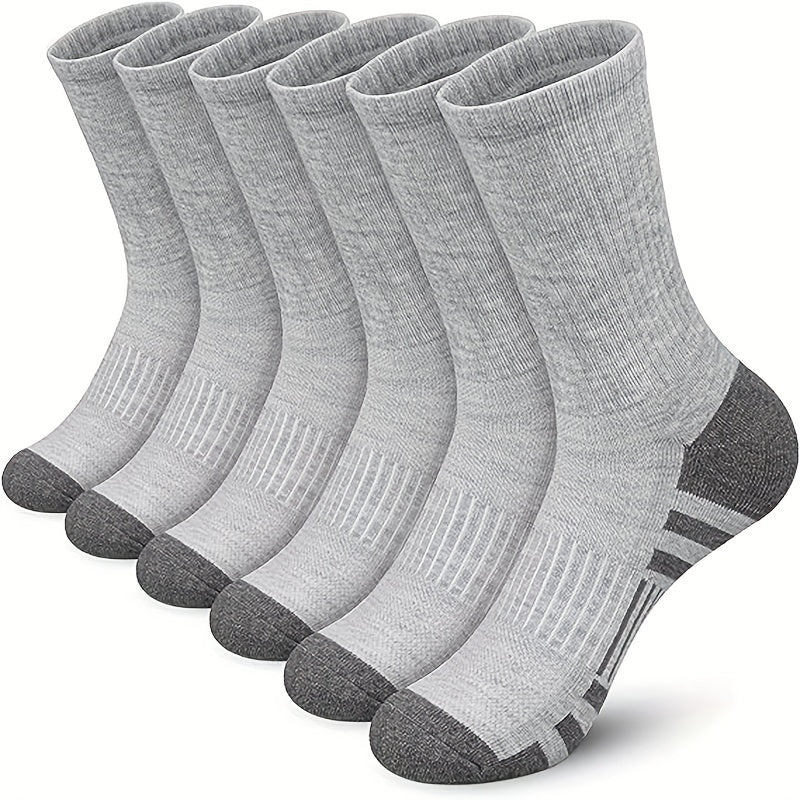 QD Men's Breathable Crew Socks One Size 6 Pairs