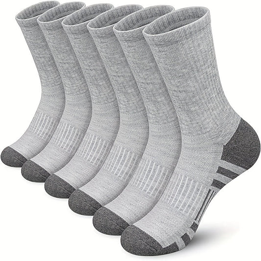 QD Men's Breathable Crew Socks One Size 6 Pairs