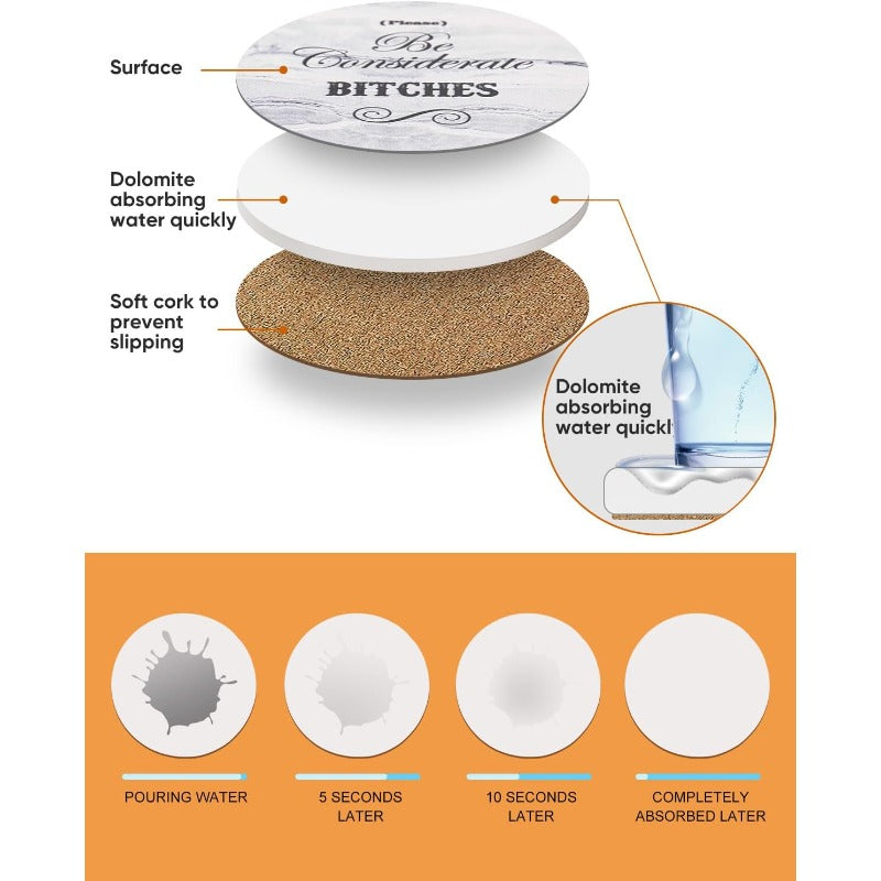 Funny Absorbent Ceramic Drink Coasters