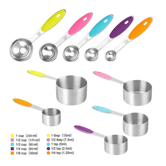 10-Piece Stainless Steel Measuring Cups and Spoons Set