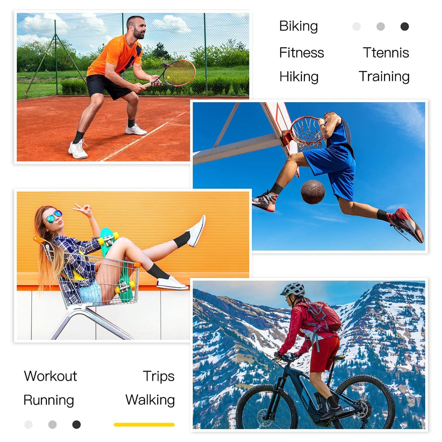 QD Men's Breathable Crew Socks One Size 6 Pairs