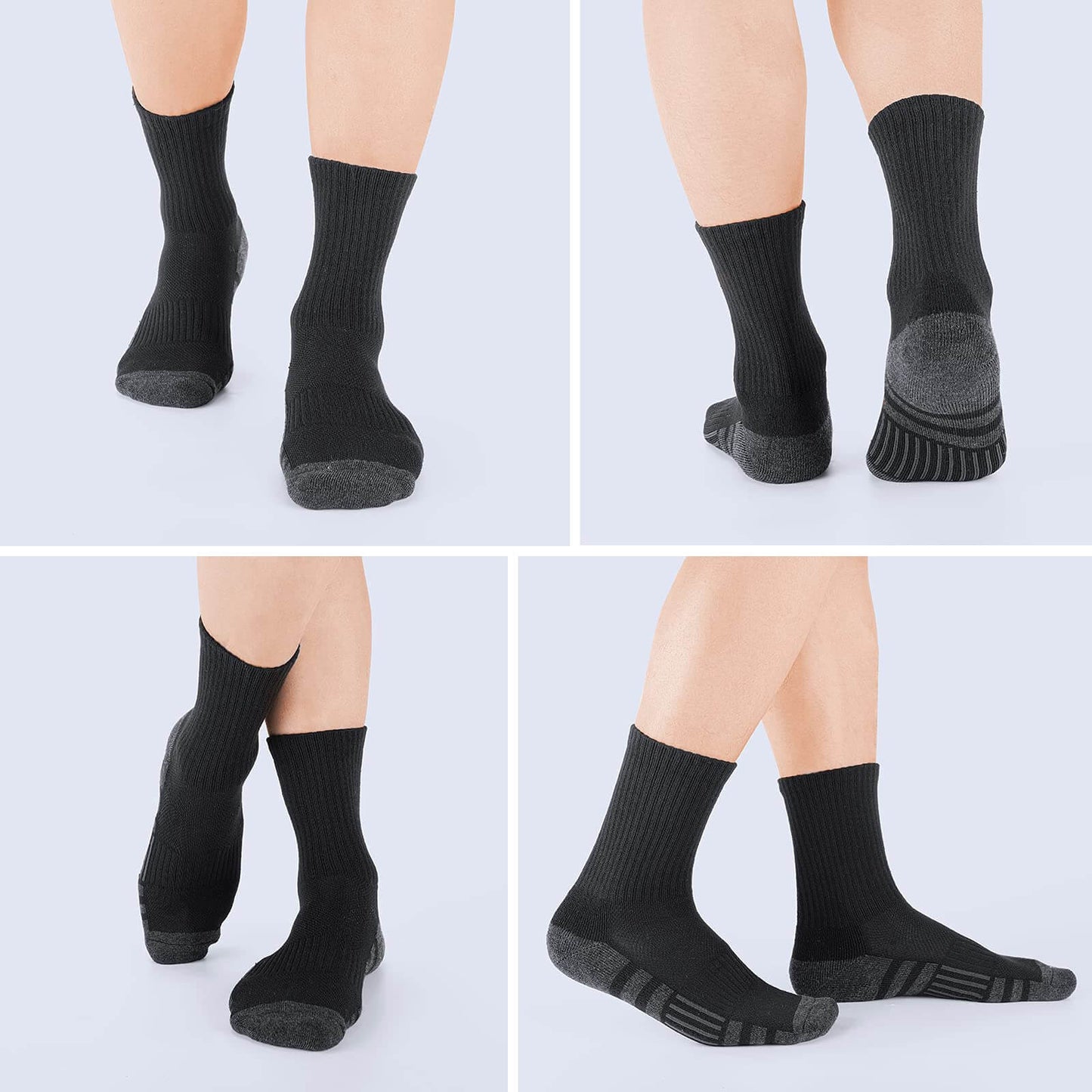 QD Men's Breathable Crew Socks One Size 6 Pairs