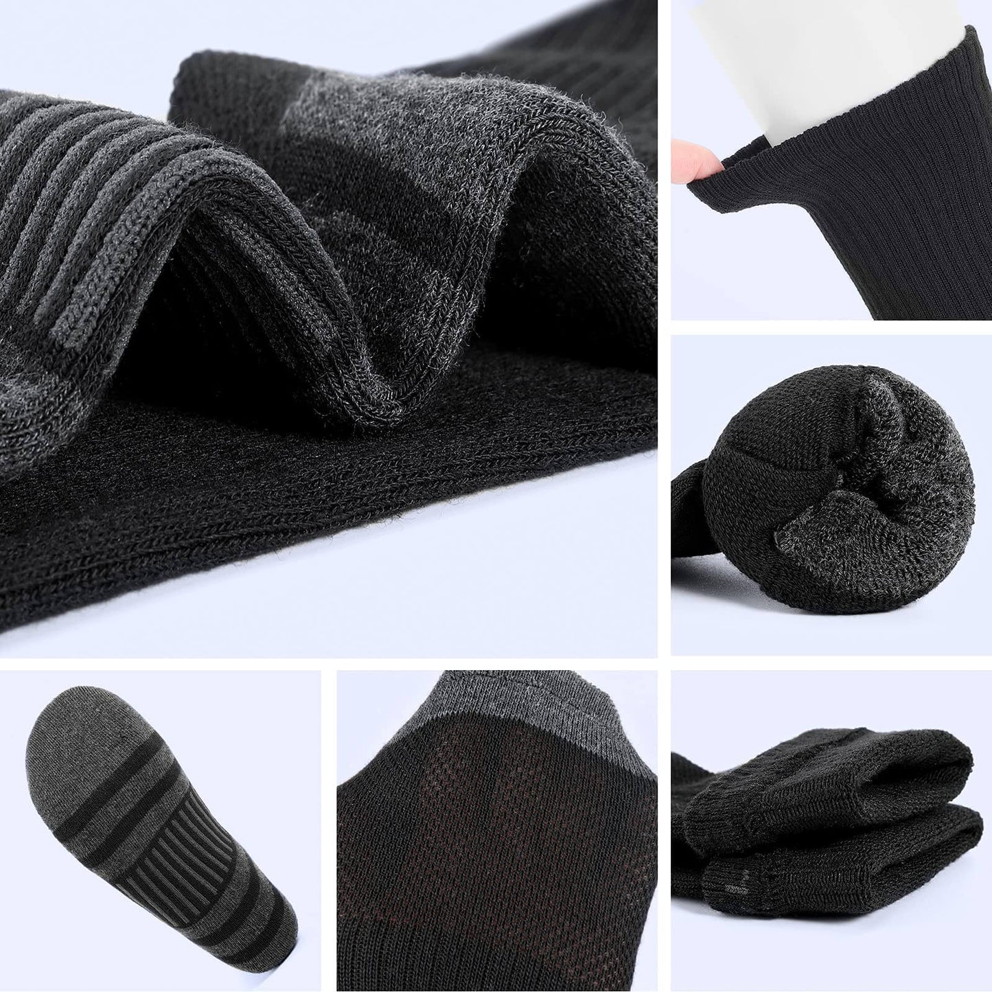 QD Men's Breathable Crew Socks One Size 6 Pairs