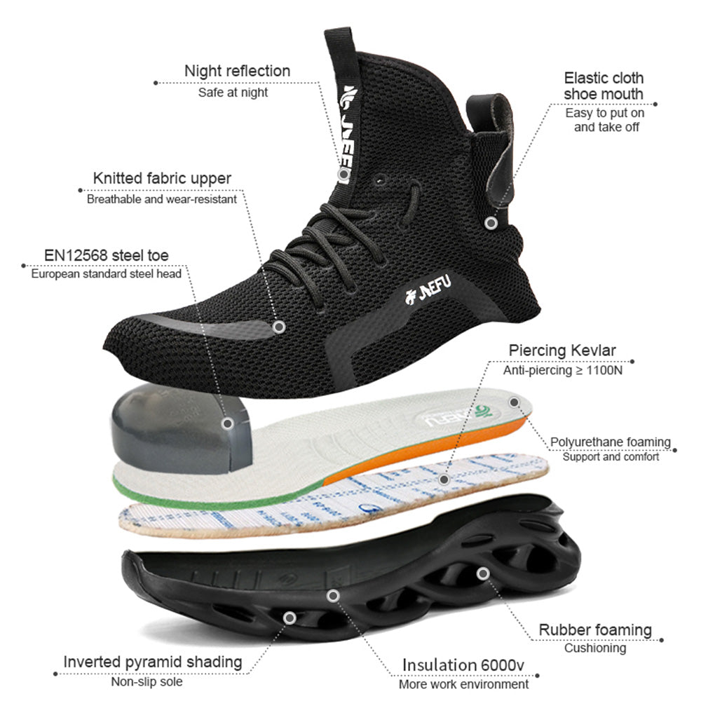 QD Comfortable Lightweight Steel Toe Shoes