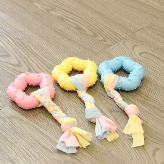 Dirfact | TPR Dog Chew Toy with Cotton Rope Knot for Small Dogs and Puppies