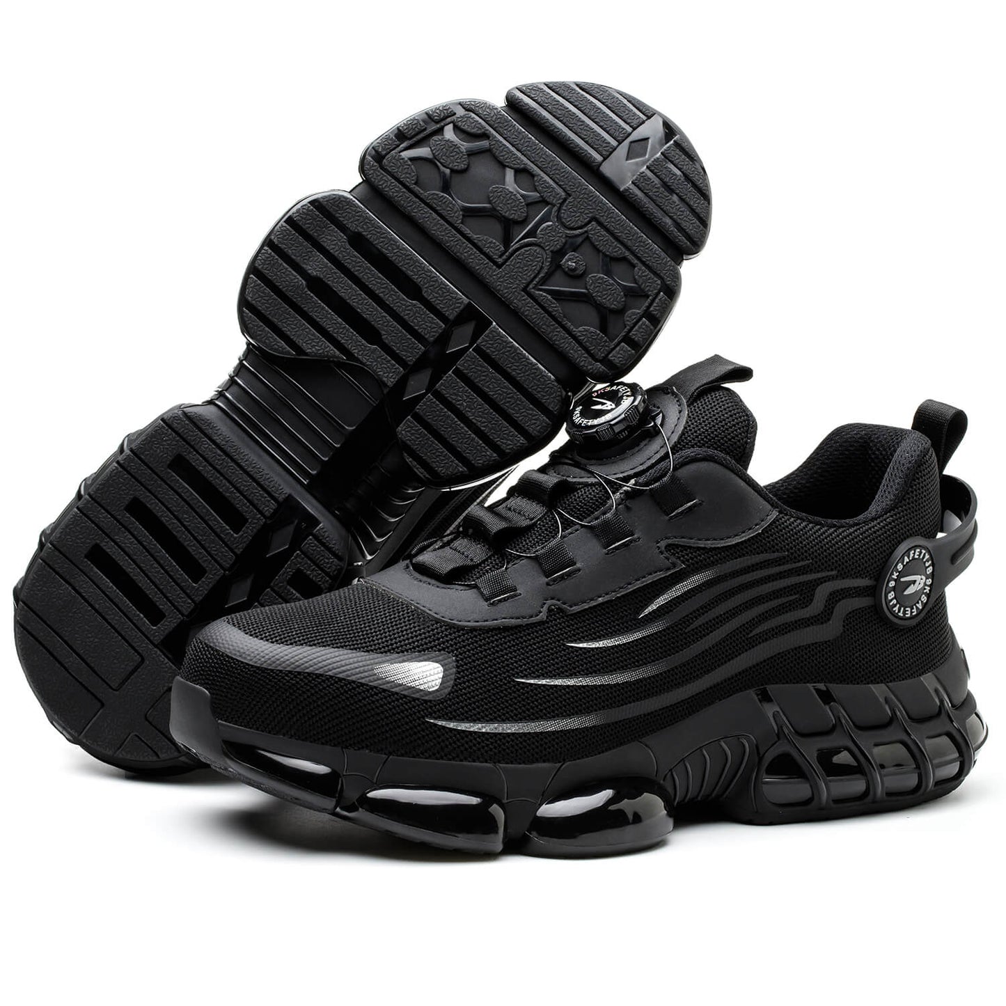 QD Steel Toe Knob Lacing Work Sneakers