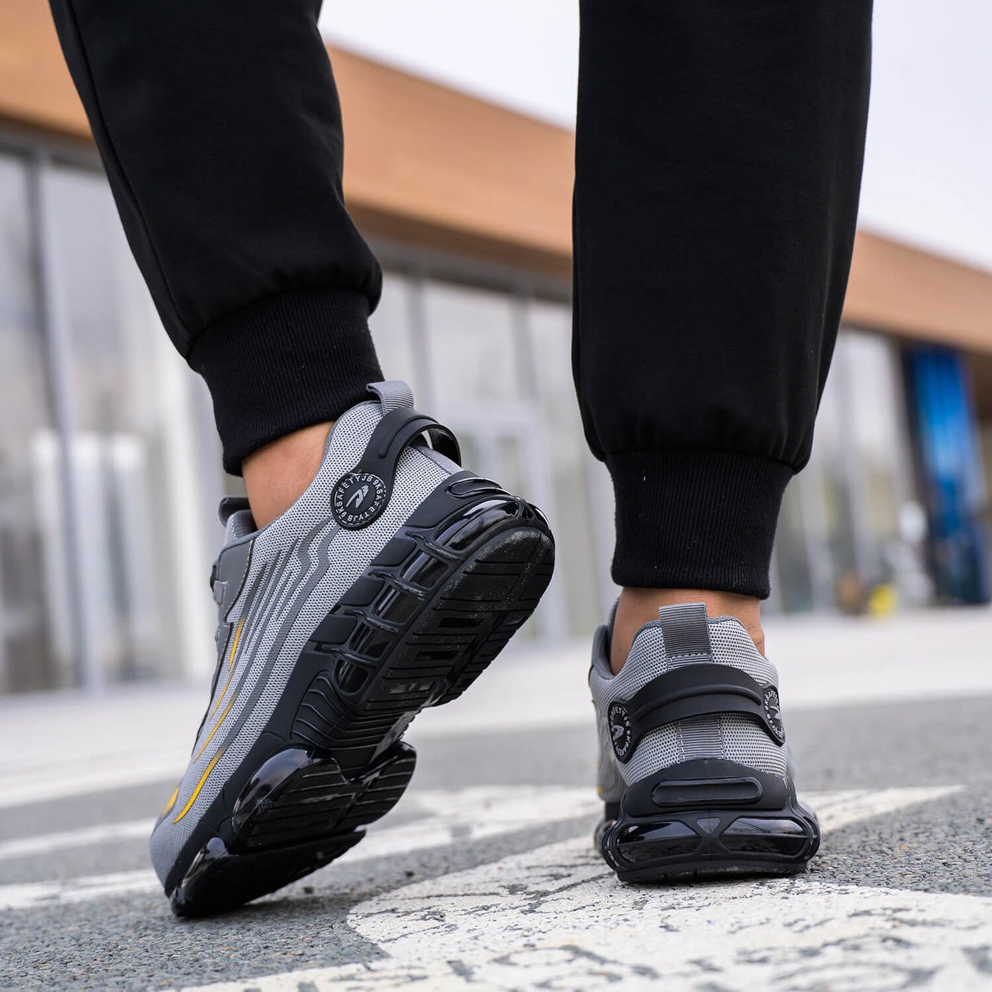 QD Steel Toe Knob Lacing Work Sneakers