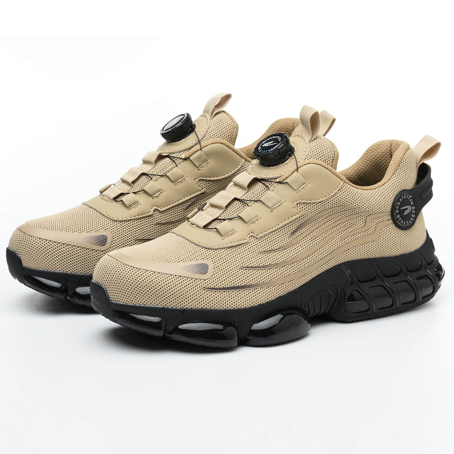 QD Steel Toe Knob Lacing Work Sneakers