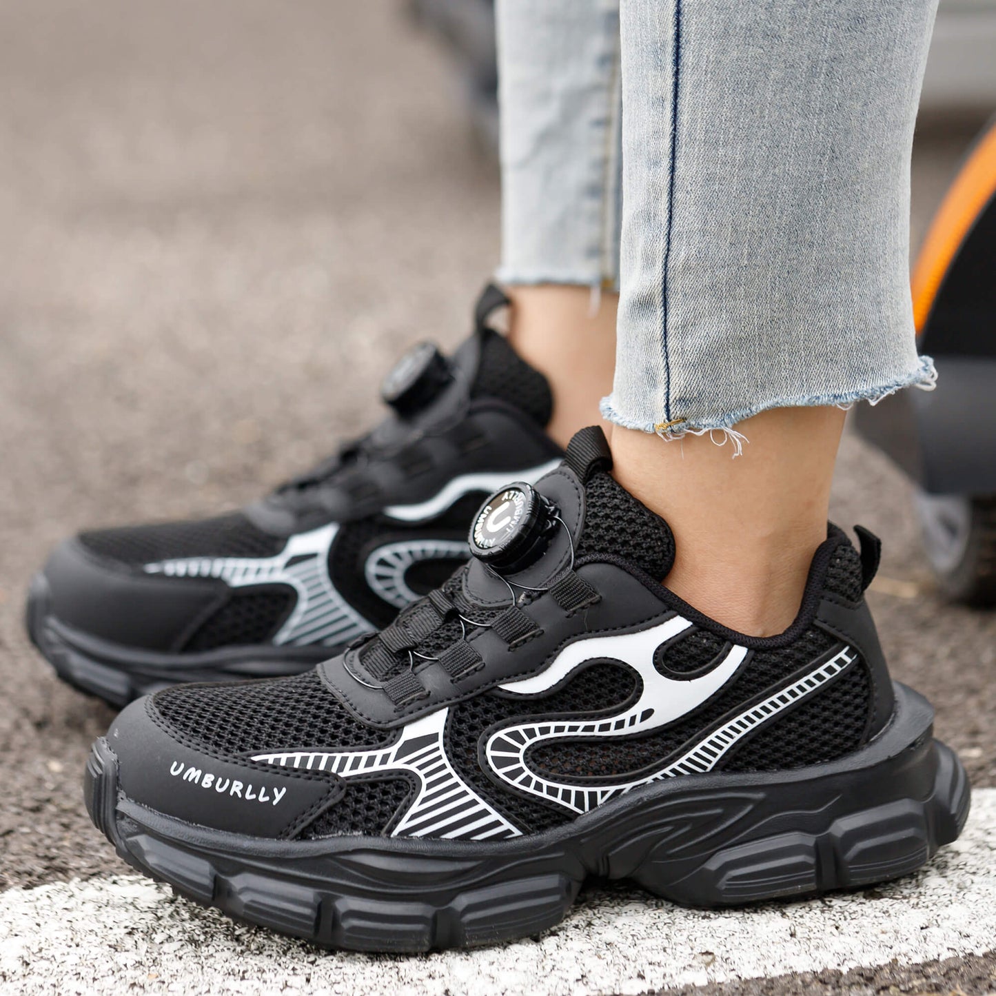 Women's Steel Toe Knob-Lacing Work Sneakers